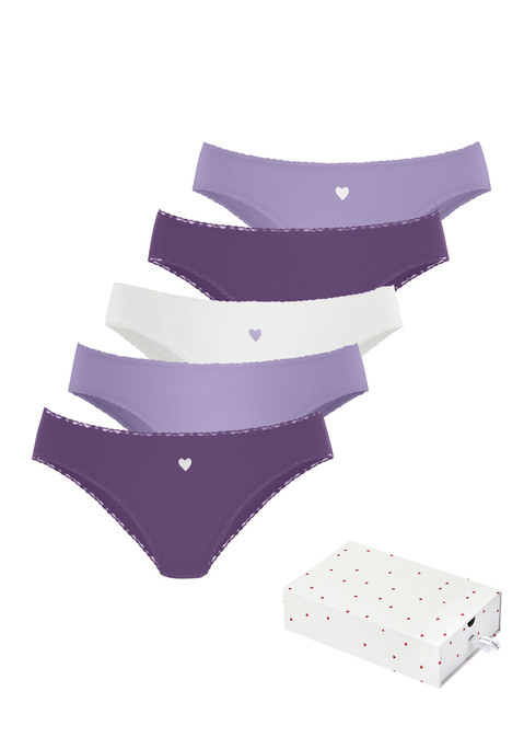 Bild: Jazz-Pants Slips von LASCANA: Jazzpants im 5er-Pack von Lascana. In der Heart-Edition. Mit süßen Herzchen-Prints und Spitzendetails. Aus weicher, elastischer Baumwollqualität.
