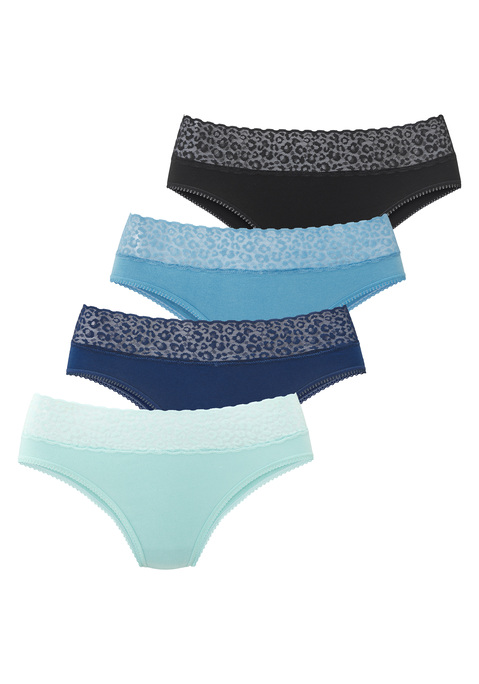 Bild: Jazz-Pants Slips von LASCANA: Jazzpants von Vivance im 4er Pack. Bequemes, etwas breiteres Spitzenbündchen mit Muster. Weich eingefasste Beinausschnitte. Elastische Baumwollqualität.