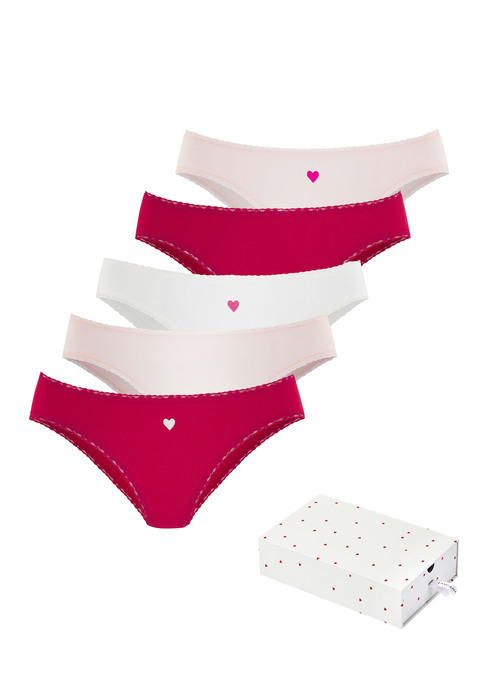 Bild: Jazz-Pants Slips von LASCANA: Jazzpants im 5er-Pack von Lascana. In der Heart-Edition. Mit süßen Herzchen-Prints und Spitzendetails. Aus weicher, elastischer Baumwollqualität.