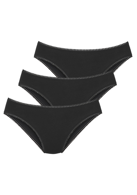Bild: Jazz-Pants Slips von LASCANA: Zeitloser unifarbener Jazzpants-Slip von Lascana mit zarter Spitze am Bündchen und am Beinabschluss. Praktischer 3er-Pack. Elastischer Jersey für hohen Tragekomfort. Aus einer hochwertigen und weichen Baumwollmischung.