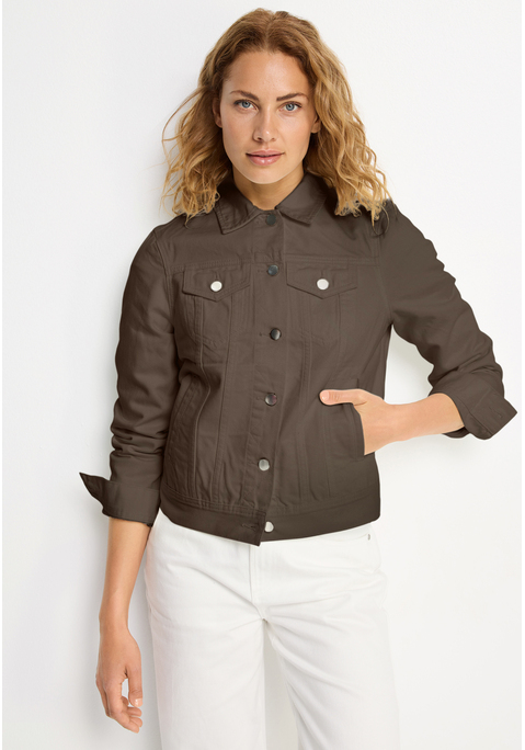 Bild: Jeansjacke von LASCANA: Kurze Jeansjacke von Lascana. Klassische Form mit Knopfleiste und 2 aufgesetzten Brusttaschen. Zusätzlich zwei Eingrifftaschen. Passt zu lässigen Looks. Weicher Denim in Used-Optik.
