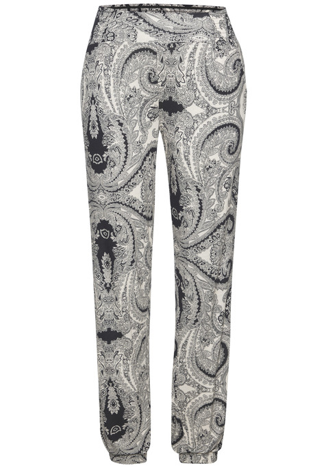 Bild: Jerseyhose von LASCANA: Leichte Jerseyhose von Lascana. Mit elastischem Bund und Eingrifftaschen. Smokbündchen am Beinabschluss. Mit Allover-Print – jedes Teil ein Unikat. Aus weicher Viskosejersey-Qualität.