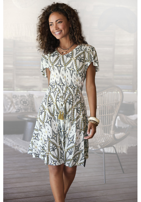 Bild: Jerseykleid von LASCANA: Elegantes Strandkleid von Lascana. Charmant: der verführerische Schnitt. Aus weich fließender Viskose.