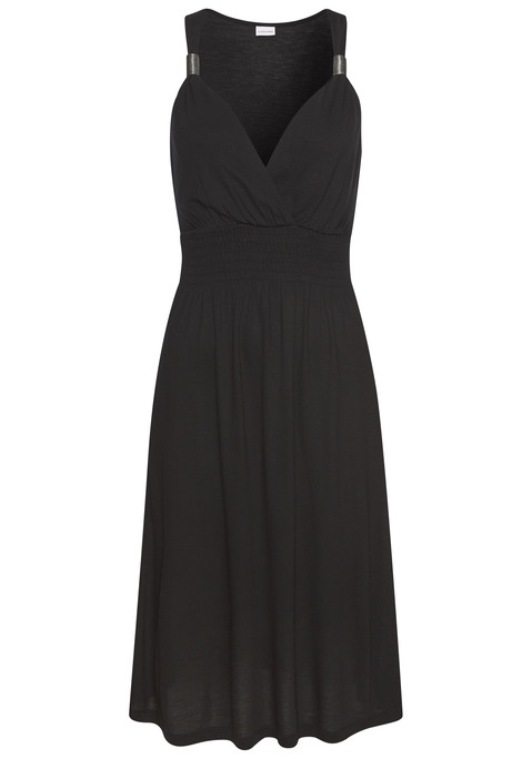 Bild: Jerseykleid von LASCANA: Mit Spiralen an den Trägern zum Variieren des Ausschnitts. Gesmokter Part in der Taille. Rückenlänge ca. 138 cm. Aus 100% Viskose.