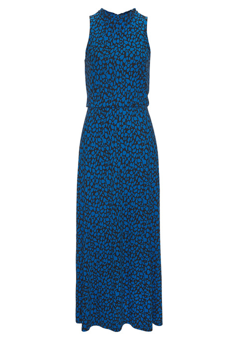 Bild: Jerseykleid von LASCANA: Maxikleid von LASCANA in modischer Maxilänge. Hoher Halsausschnitt mit femininer Rüschenkante. Schlitz mit Knopfverschluss hinten. Mit Gummizug zur Betonung der Taille. In weicher Viskose-Qualität.