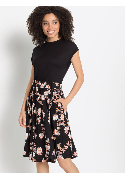 Bild: Jerseykleid von LASCANA: Modisches Jerseykleid von Lascana. 2-in1-Optik. Rockteil bedruckt. Kurzarm. Mit Rundhalsausschnitt. Elastische Taille mit innen liegendem Gummizug. Figurbetonte Passform. Fließende Qualität.
