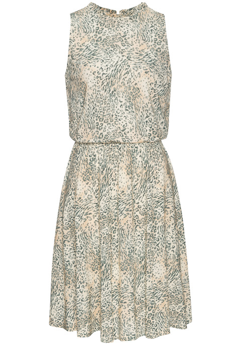 Bild: Jerseykleid von LASCANA: Modisches Kleid von Lascana. Auffallend: der allover Animal-Print. Hoher Halsausschnitt mit Rüschenkante, Schlitz mit Knopfverschluss hinten und Gummizug in der Taille. Aus weichem Viskose-Jersey.