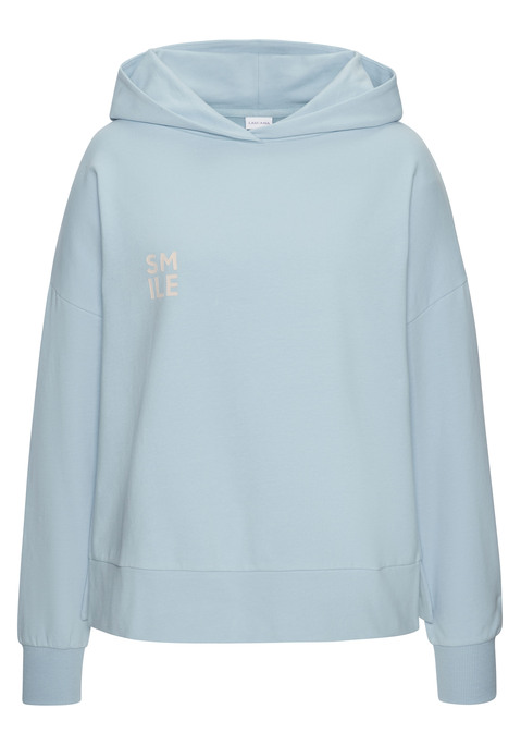 Bild: Kapuzensweatshirt von LASCANA: Bequemer Hoodie von Lascana  Mit Print auf der Rückseite und seitlichen Schlitzen. Ideal für entspannte Freizeitlooks und gemütliche Tage. In softer Baumwollqualität für höchsten Tragekomfort.