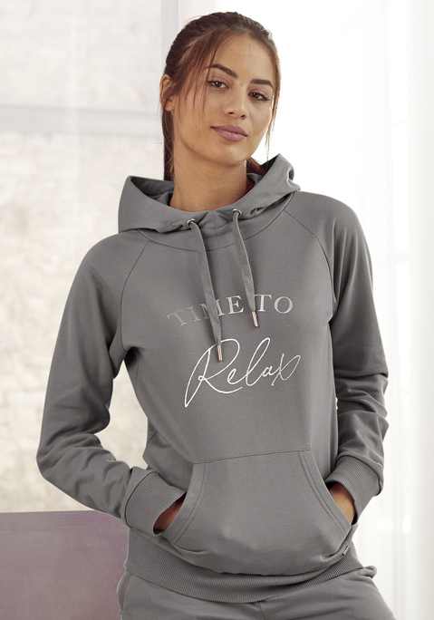 Kapuzensweatshirt von LASCANA in taupe
