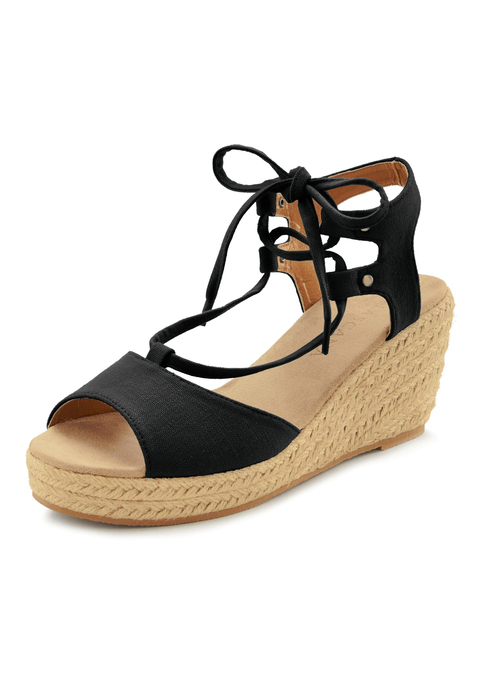 Bild: Keilsandalette von LASCANA: Sandalette mit Keilabsatz von LASCANA. Absatzhöhe ca. 7 cm. Obermaterial aus Textil. Futter aus Lederimitat. Decksohle aus Textil. Laufsohle aus Synthetik. Der Artikel ist vegan.