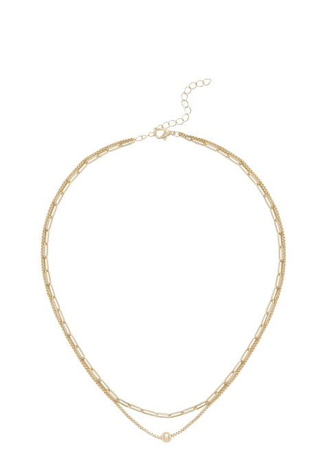 Bild: Kette mit Anhänger von LASCANA: 2-reihige Halskette mit Kugelanhänger von LASCANA. Gesamtlänge: ca. 47 cm + 8 cm Verlängerung. Aus Edelstahl.