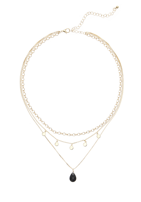 Bild: Kette mit Anhänger von LASCANA: Mehrreihige Halskette von LASCANA. Im Layer-Look. Aus Metall und Glas. Gesamtlänge ca. 47 cm + 7 cm Verlängerung