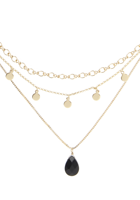 Bild: Kette mit Anhänger von LASCANA: Mehrreihige Halskette von LASCANA. Im Layer-Look. Aus Metall und Glas. Gesamtlänge ca. 47 cm + 7 cm Verlängerung
