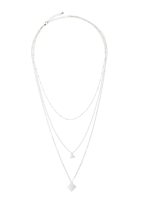 Bild: Kette mit Anhänger von LASCANA: Elegantes 3-reihiges Kollier von Lascana. Versilbert mit kleinen grafischen Anhängern. Aus Metall.