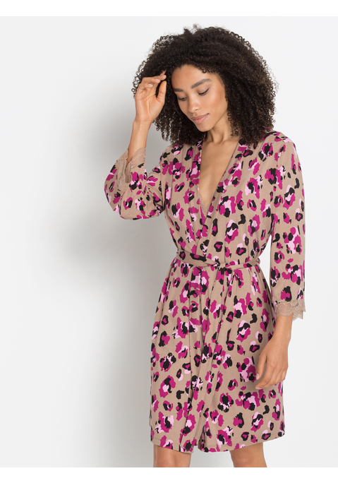 Bild: Kimono von LASCANA: Schöner Kimono mit Spitzeneinsatz in Midi-Länge. Angenehme Viskosequaität.
