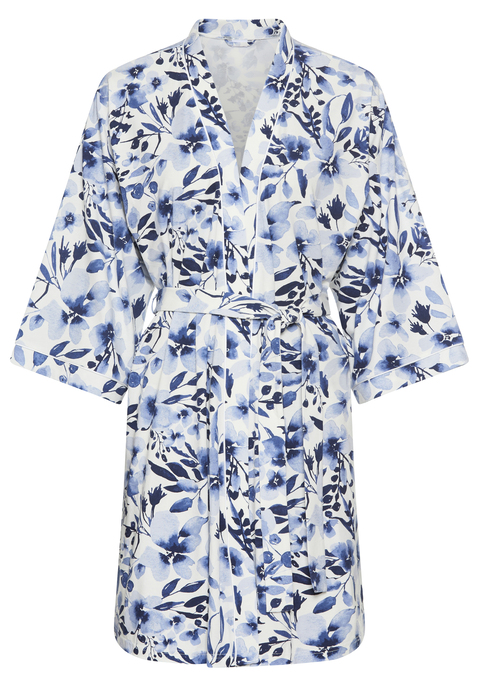 Bild: Kimono von LASCANA: Kimono von Lascana mit Blumendruck. Weite 3/4-Ärmel mit Kontrastpaspel. Mit losem Gürtel. Single Jersey Qualität aus Baumwollmischung.