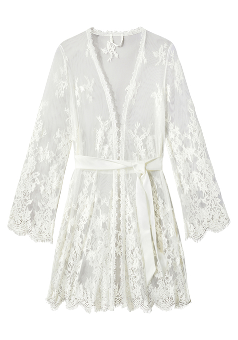 Bild: Kimono von LASCANA: Verführerischer Kimono in dezent transparenter Optik. Rundherum aus traumhafter Eyelash-Spitze. Mit Gürtel in Satinoptik zum Binden. Passende BHs und Unterteile aus der gleichen Serie erhältlich. Mit Liebe & Leidenschaft in Hamburg kreiert. Reizwäsche. Verführerische Dessous. Spitzen-Dessous. Romantische Dessous. Verspielte Dessous. Aus 89% Polyamid, 10% Polyester, 1% Elasthan.