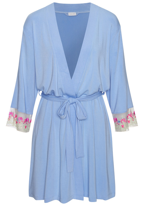 Bild: Kimono von LASCANA: Schöner Kimono von Lascana in Midi-Länge. Mit Spitzeneinsatz und Bindegürtel. Weiche Viskosequalität für hohen Tragekomfort.