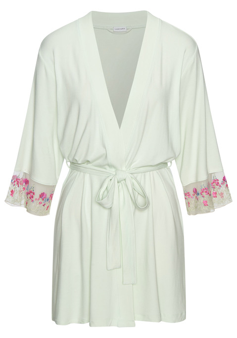 Bild: Kimono von LASCANA: Schöner Kimono von Lascana in Midi-Länge. Mit Spitzeneinsatz und Bindegürtel. Weiche Viskosequalität für hohen Tragekomfort.