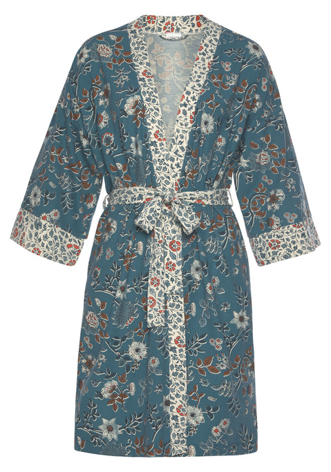 LASCANA Damen Kimono rauchblau-ecru Gr.36/38