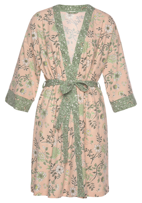LASCANA Damen Kimono rosa-schilfgrün Gr.40/42