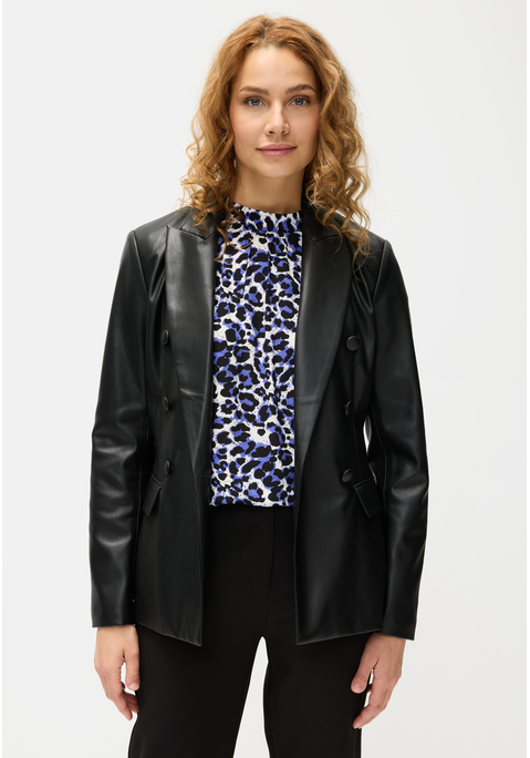 Bild: Lederimitat-Blazer von LASCANA: Blazer in Lederoptik von Lascana. Mit Reverskragen. Mit Lederimitat überzogene Knöpfe. Funktionale Klappentaschen. Taillierter Schnitt. Gefütterte Qualität.