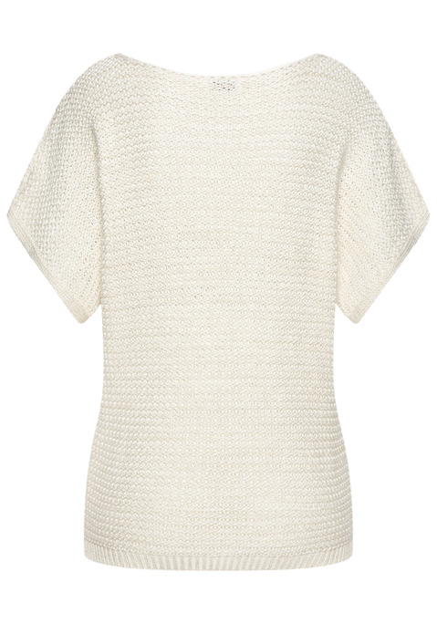 Bild: Kurzarmpullover von LASCANA: Locker gestrickter Sommerpullover von Lascana mit Metallic-Effekt. Weiter Rundhalsausschnitt. Kurze Ärmel. Figurumspielende Passform. Weiche Strickware mit metallisierten Fasern.