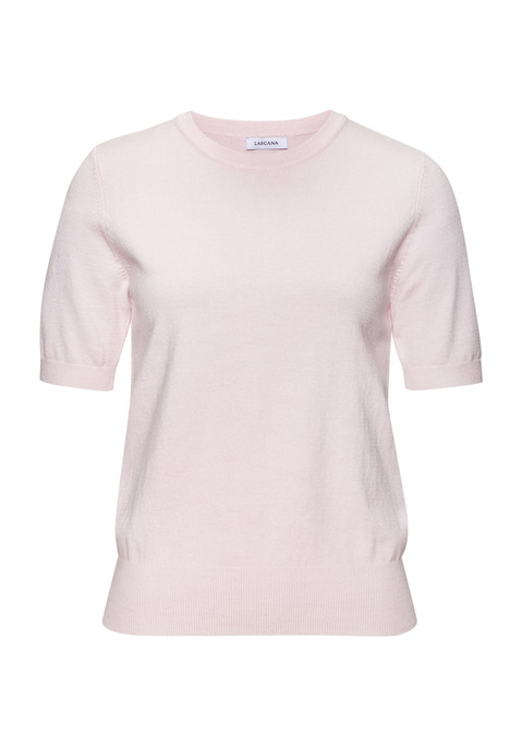 Bild: Kurzarmpullover von LASCANA: Kurzarmpullover von Lascana. Rippstrickbündchen an Ärmel und Saum. Rundhalsausschnitt. Vielseitig kombinierbar. Aus weicher Feinstrickqualität.