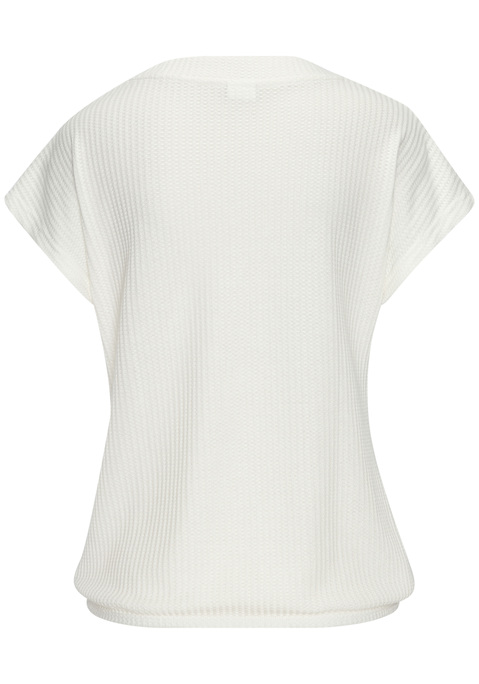 Bild: Kurzarmshirt von LASCANA: Luftiges T-Shirt von Lascana. V-Ausschnitt mit modischer Zierknopfleiste und Knöpfen in Hornoptik. Gummizug am Bund für eine lockere Passform. Aus weicher Piqué-Qualität mit recyceltem Polyester.