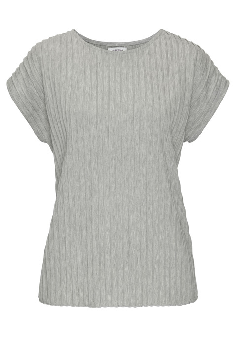 Bild: Kurzarmshirt von LASCANA: Shirt von Lascana. Runder Halsausschnitt, Kurze überschnittene Ärmel. Gerader Saumabschluss. Lockere Passform. Aus weicher Strukturware.