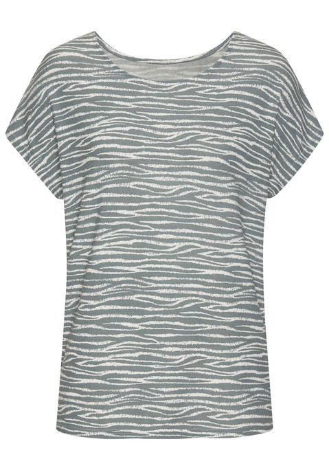 Bild: Kurzarmshirt von LASCANA: Luftiges T-Shirt von Lascana mit Animalprint. Rundhalsausschnitt und überschnittene Schultern. Schön zu Jeans. Weich fließender Sommerstrick mit Viskose.