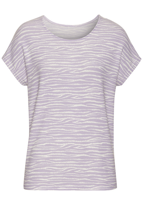 Bild: Kurzarmshirt von LASCANA: Luftiges T-Shirt von Lascana mit Animalprint. Rundhalsausschnitt und überschnittene Schultern. Schön zu Jeans. Weich fließender Sommerstrick mit Viskose.