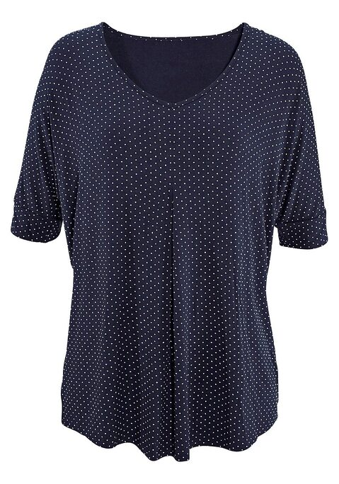 LASCANA Kurzarmshirt Damen navy-gepunktet Gr.36/38