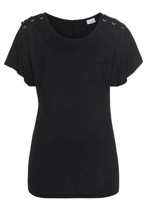 Kurzarmshirt von LASCANA in schwarz