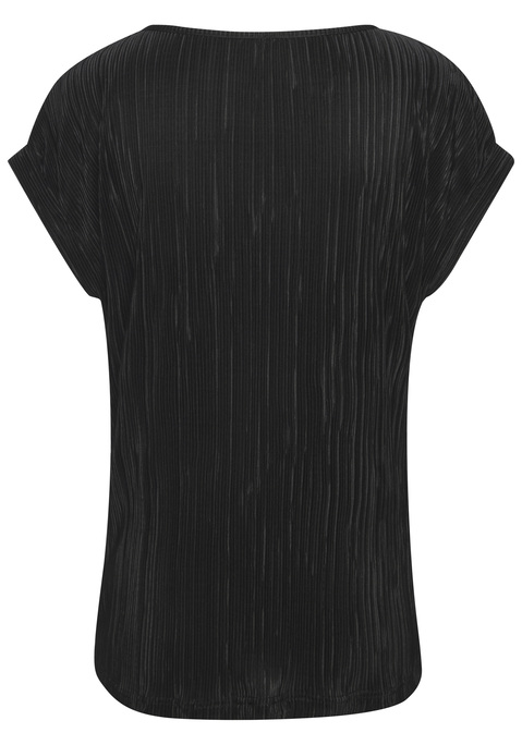 Bild: Kurzarmshirt von LASCANA: Elegantes Kurzarmshirt von Lascana aus leicht plissierter Ware. Kurze, überschnittene Ärmel. Lockere Passform, hüftlang. Gerader Abschluss. Ideal zur passenden Hose. Leicht strukturierte Crêpe-Ware.