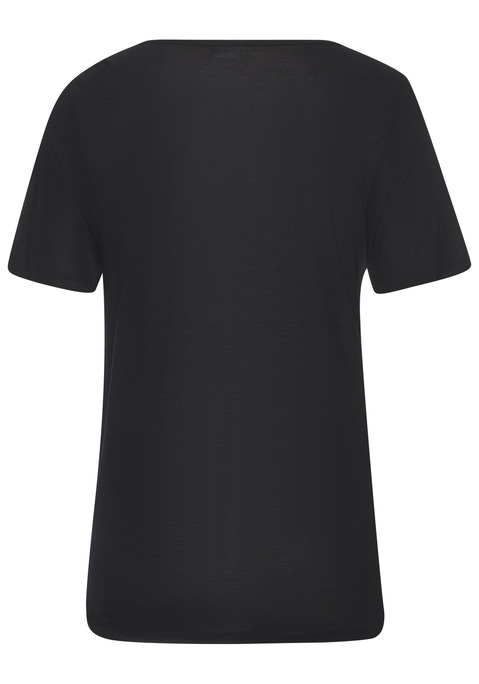 Bild: Kurzarmshirt von LASCANA: Sommerliches Kurzarmshirt von Lascana. In zweilagiger Optik. In figurumspielender Passform mit einer Länge von ca. 62 cm. Mit Gummizug am Saum. Aus weicher Viskose.