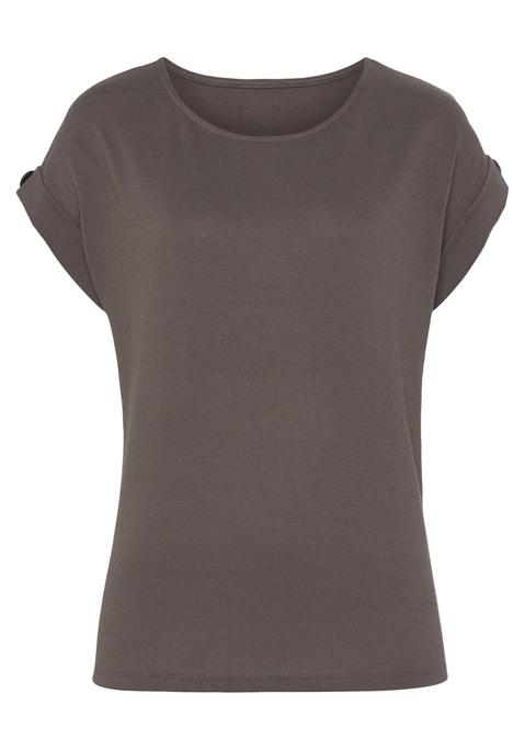 LASCANA Kurzarmshirt Damen taupe Gr.44/46