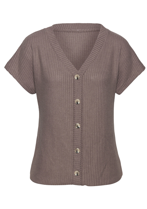 LASCANA Kurzarmshirt Damen taupe Gr.32/34