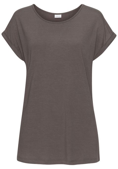 Bild: Kurzarmshirt von LASCANA: Shirt von LASCANA. Kurze Ärmel mit Umschlag. Länge ca. 64 cm. Nachhaltige Qualität aus 100% Viskose.