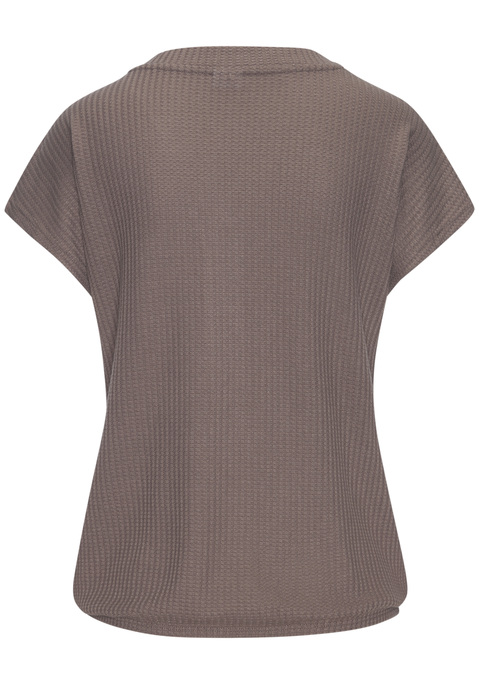 Bild: Kurzarmshirt von LASCANA: Luftiges T-Shirt von Lascana. V-Ausschnitt mit modischer Zierknopfleiste und Knöpfen in Hornoptik. Gummizug am Bund für eine lockere Passform. Aus weicher Piqué-Qualität mit recyceltem Polyester.