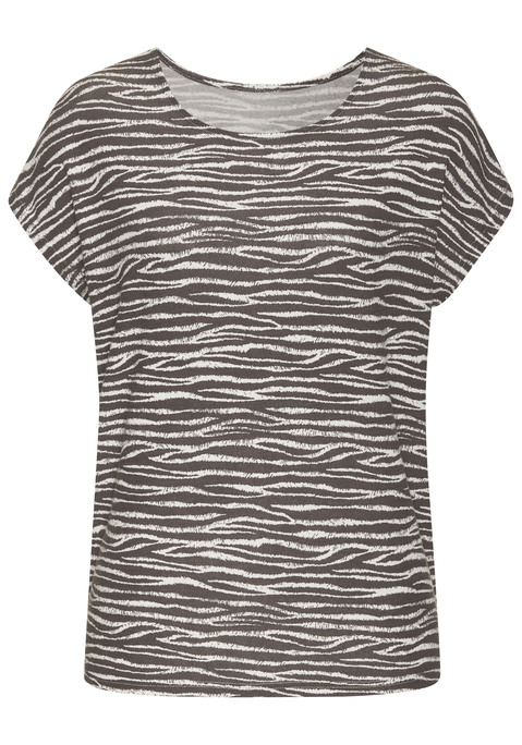 Bild: Kurzarmshirt von LASCANA: Luftiges T-Shirt von Lascana mit Animalprint. Rundhalsausschnitt und überschnittene Schultern. Schön zu Jeans. Weich fließender Sommerstrick mit Viskose.