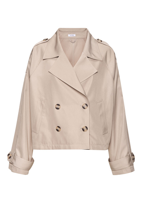 Bild: Kurzjacke von LASCANA: Trenchjacke mit Knopfriegeln von Lascana. Modischer Reverskragen. Knöpfe in Hornoptik. Funktionale Taschen. Leichte Qualität.