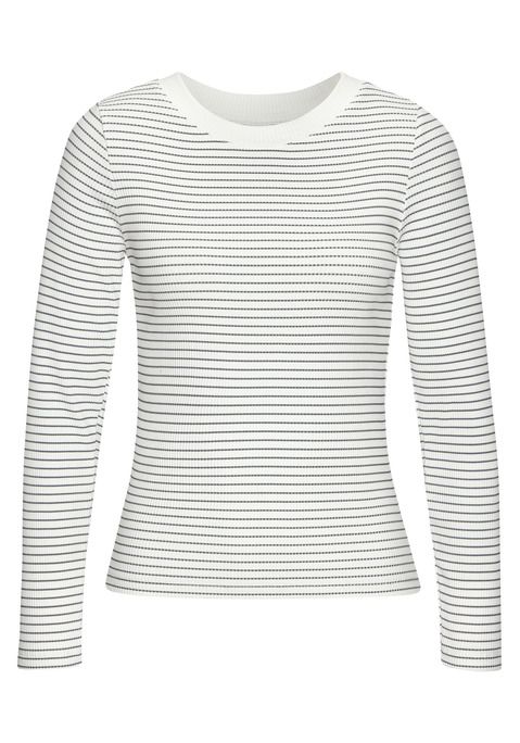 Bild: Langarmshirt von LASCANA: Gestreiftes Langarmshirt von Lascana mit bequemem Rundhalsausschnitt. Figurbetonte Passform. Passt gut zu Jeanshosen und -röcken. Weiche, elastische Rippware.