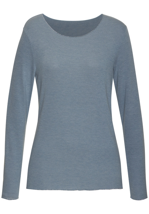 Bild: Langarmshirt von LASCANA: Unifarbenes Langarmshirt von Lascana mit feiner Glitzerkante an Rundhalsausschnitt, Saum und Ärmelabschluss. Legere Passform. Gut zu kombinieren. Weiche Qualität im Viskose-Mix.