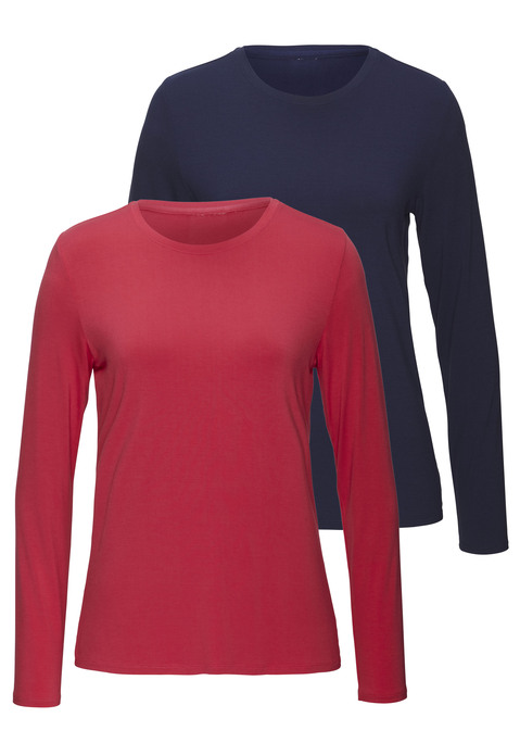 Bild: Langarmshirt von LASCANA: Longsleeve von Lascana im 2er-Pack. Basicdesign mit Rundhalsausschnitt. Figurumspielende Passform. Bequemer Viskosejersey mit weichem Griff und Stretchfaktor.