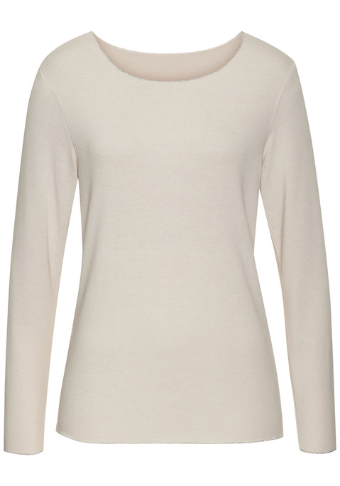Bild: Langarmshirt von LASCANA: Unifarbenes Langarmshirt von Lascana mit feiner Glitzerkante an Rundhalsausschnitt, Saum und Ärmelabschluss. Legere Passform. Gut zu kombinieren. Weiche Qualität im Viskose-Mix.