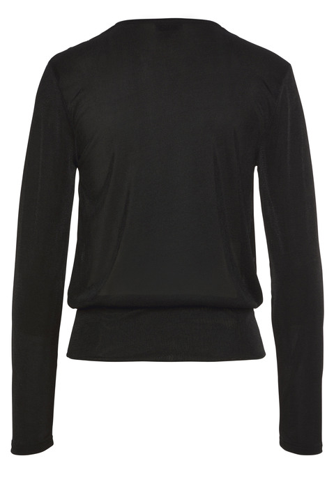 Bild: Langarmshirt von LASCANA: Langarmshirt von Lascana. Vorderteil mit tiefem V-Ausschnitt in Wickeloptik. Breites Saumbündchen. Figurumspielende Passform. Elastische Qualität.