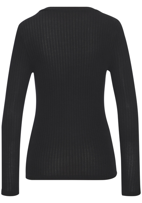 Bild: Langarmshirt von LASCANA: Langärmliges Shirt mit geradem Saum von Lascana. Mit aufgesetzter Knopfleiste und Knöpfen in Horn-Optik. Kombinationsstark zu Denim-Styles. Elastische Ripp-Qualität aus feiner Viskose.