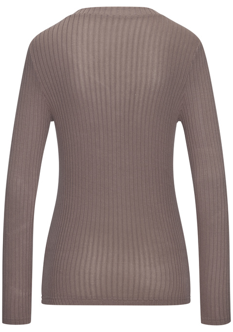 Bild: Langarmshirt von LASCANA: Langärmliges Shirt mit geradem Saum von Lascana. Mit aufgesetzter Knopfleiste und Knöpfen in Horn-Optik. Kombinationsstark zu Denim-Styles. Elastische Ripp-Qualität aus feiner Viskose.