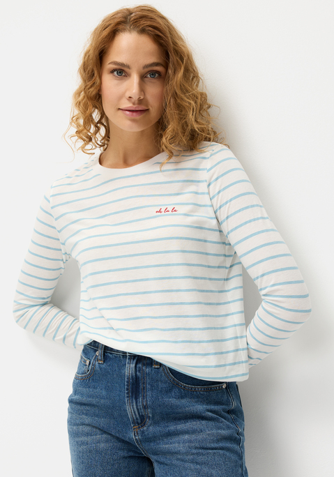 Bild: Langarmshirt von LASCANA: Maritimes Langarmshirt von Lascana im Streifenmuster. Rundhalsausschnitt mit Rippstrickbündchen. Normale Passform. Ideal für lässige Freizeitoutfits. Softe Baumwollmischung.